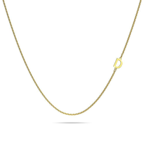 Bold Alphabet Letter Initial Charm Necklace in Gold Tone